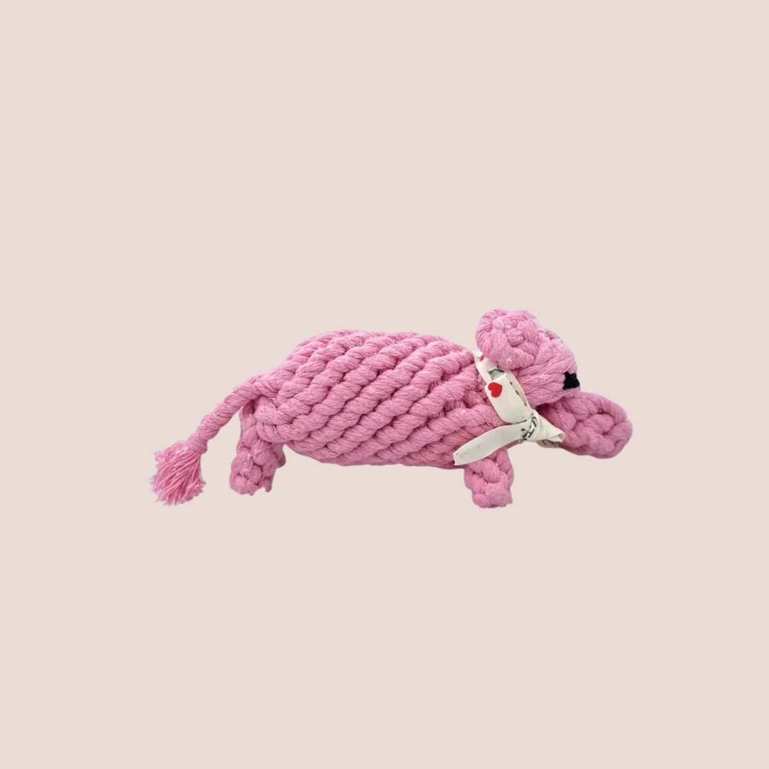 Piggy Pink Rope Dog Toy-1