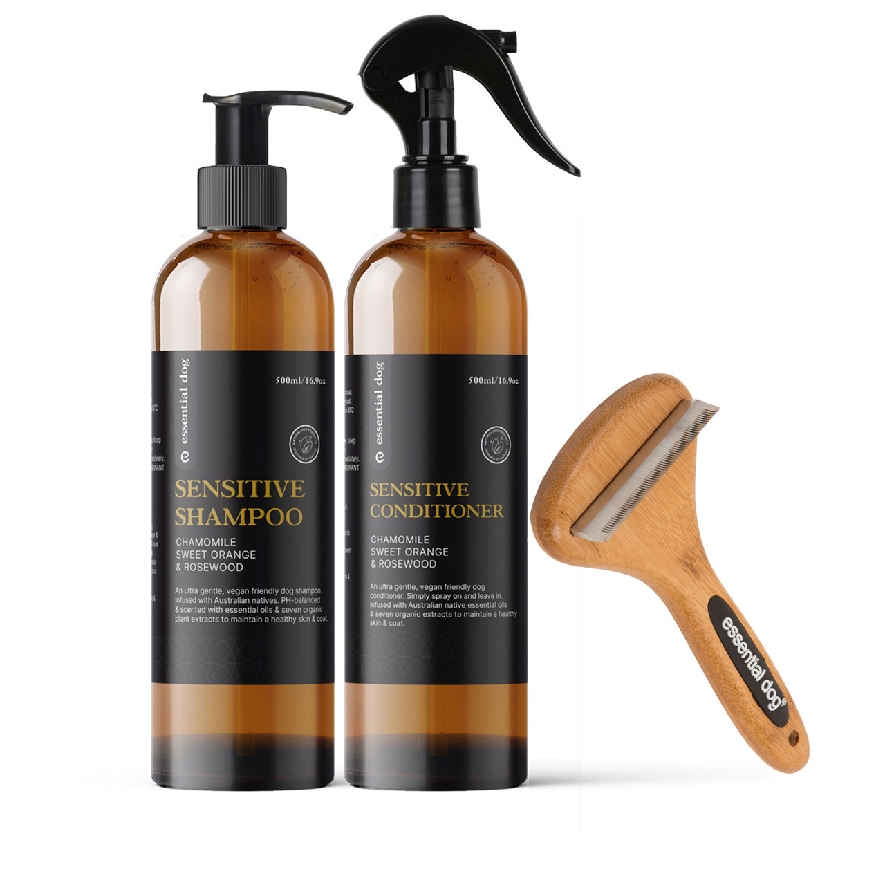 500ml Sensitive Shampoo & Conditioner & Natural Bamboo Brush-2