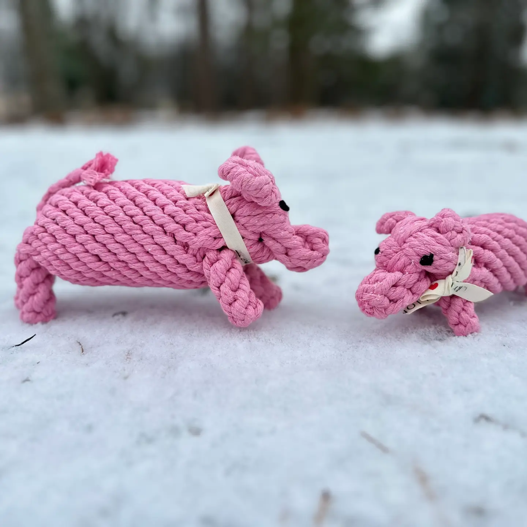 Piggy Pink Rope Dog Toy-4