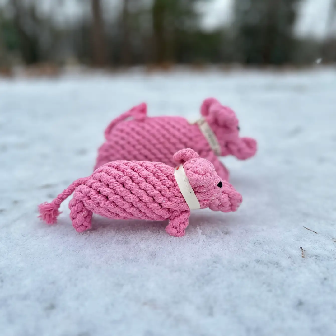 Piggy Pink Rope Dog Toy-2