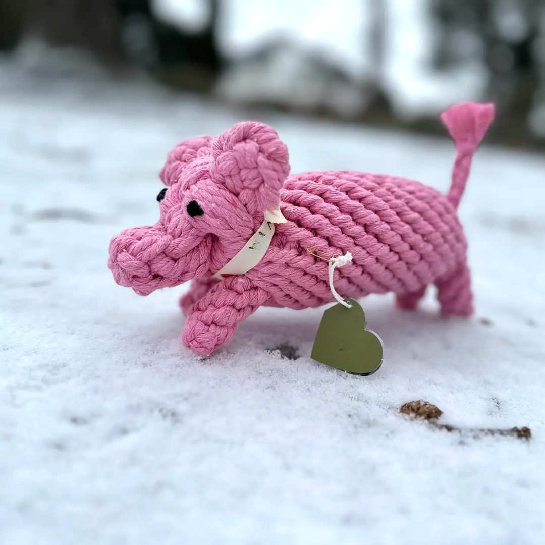 Piggy Pink Rope Dog Toy-3